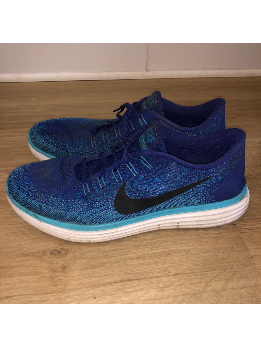 NIKE FREE RN RUN DISTANCE LUNARLON RUNNING SNEAKERS BLUE TURQUOISE MENS SIZE 13